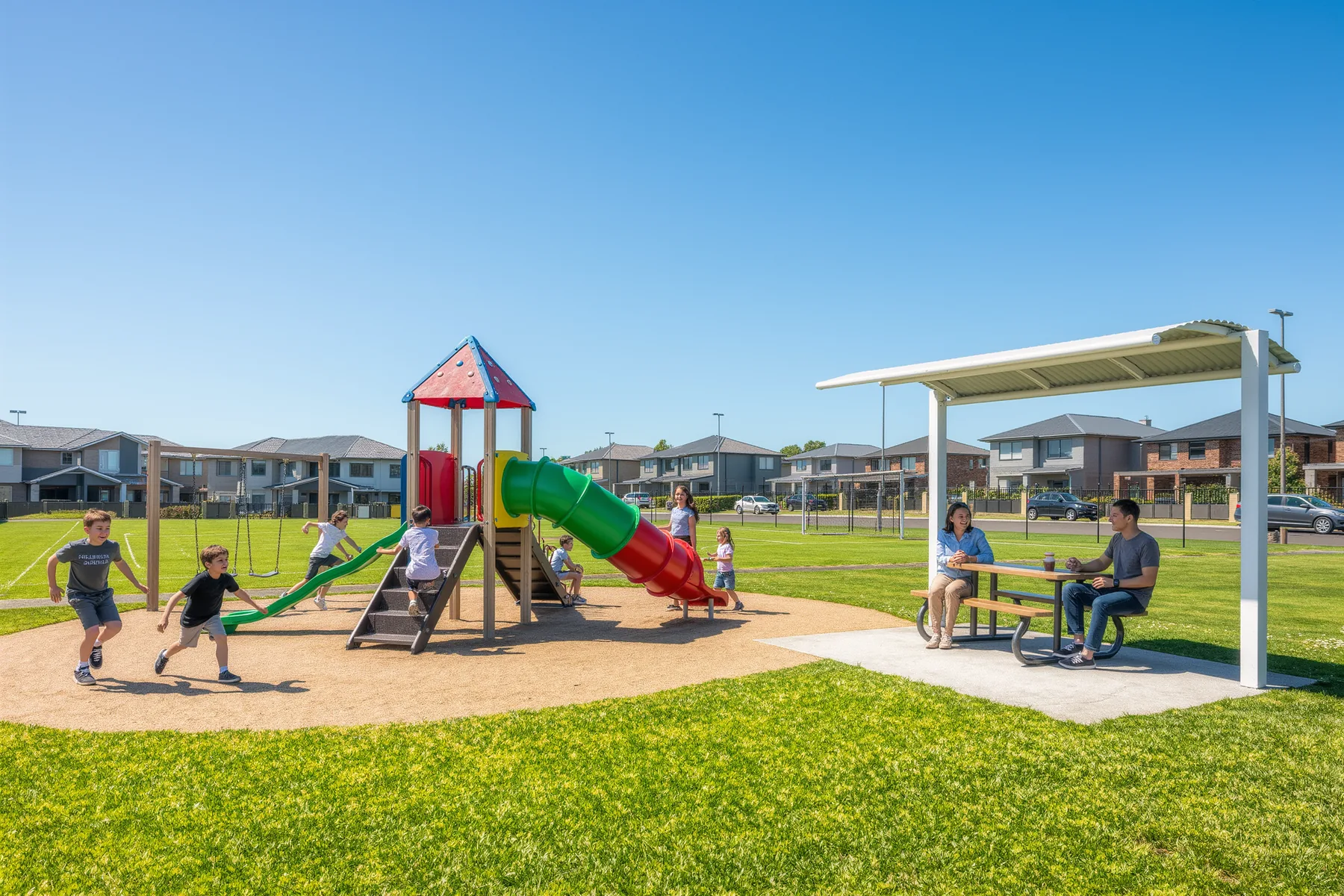 Children's playground in a new community park